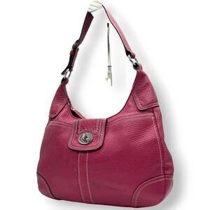 Coach Hoodie Leather Hobo F13956 Shoulder Bag in Pink, Purple, and Fuchsia wi...